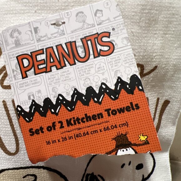 Peanuts Snoopy Charlie Brown Set If 2 Kitchen Towels “Hello Pumpkin “ - Picture 11 of 14